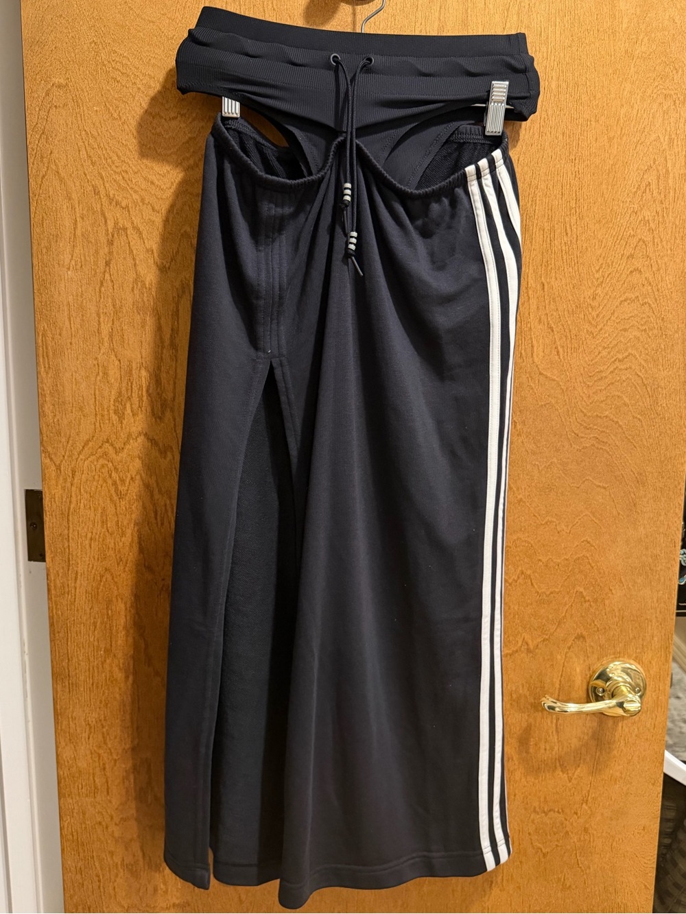 adidas Black Midi Skirt with White Side Stripes